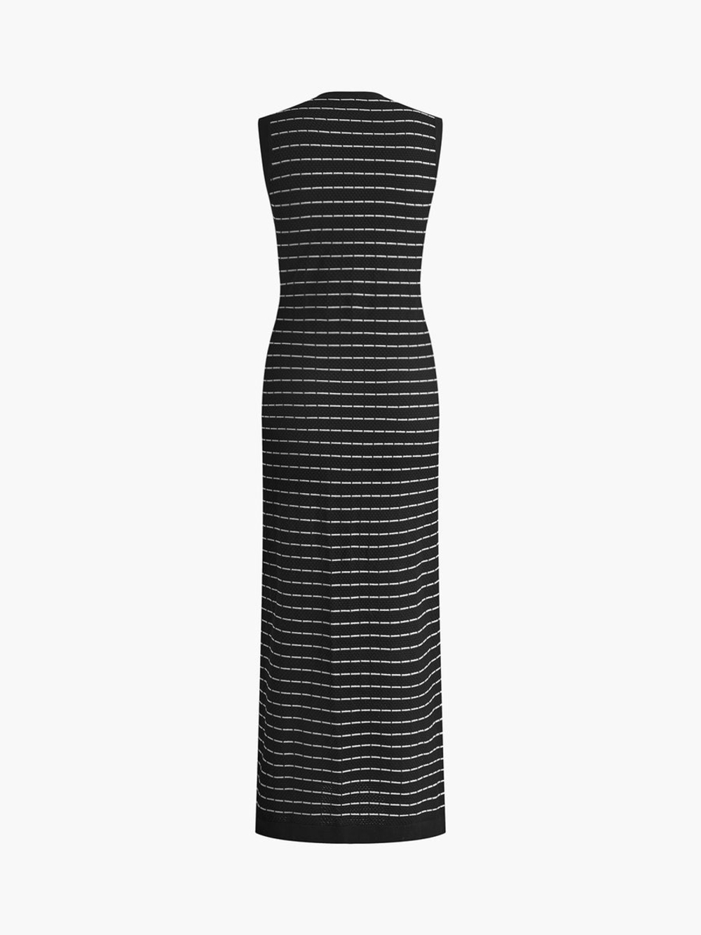 Commense NWT Medium Sleeveless Black Striped Button-Front Knit Maxi Dress - Picture 2 of 5